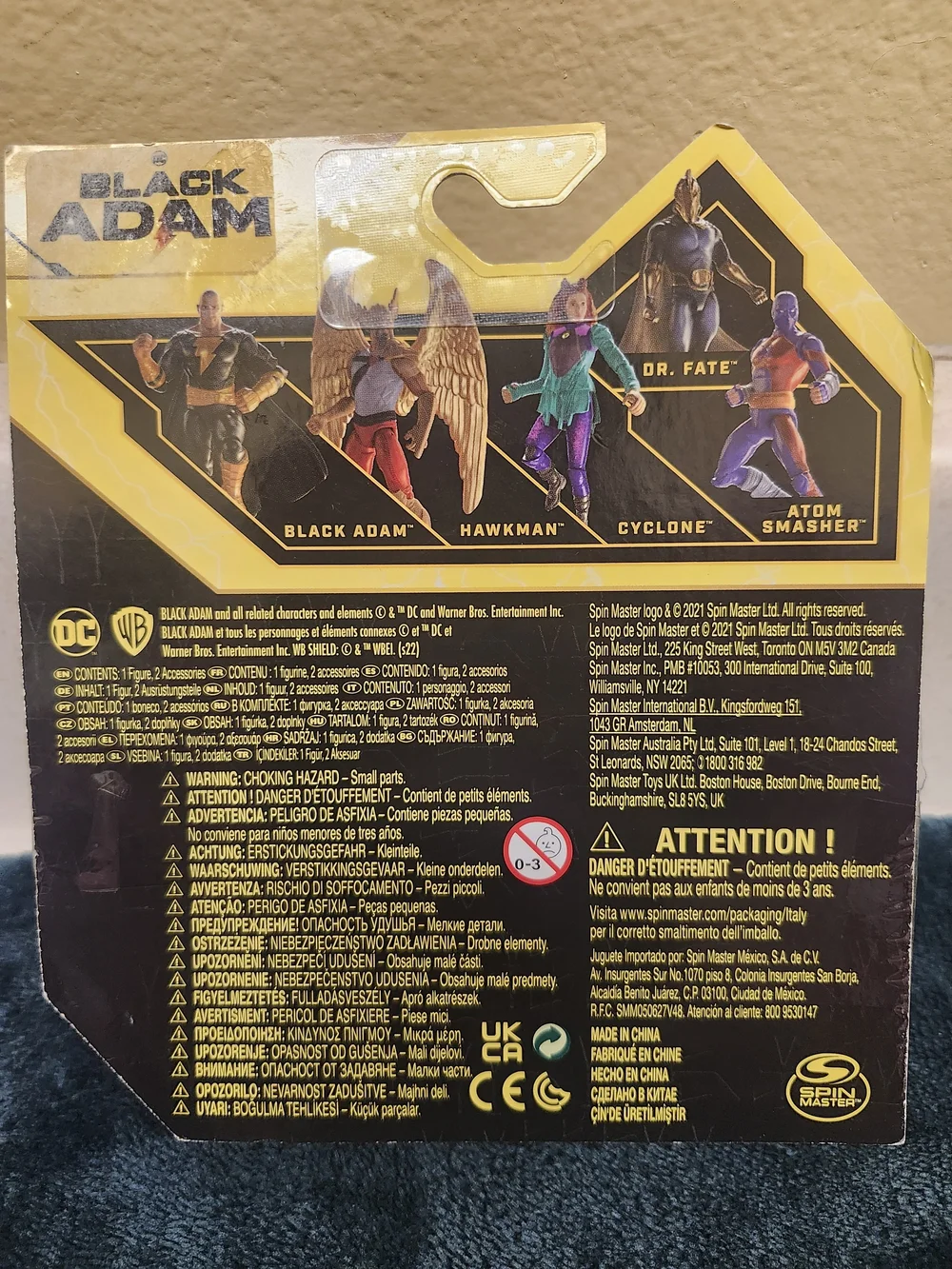 DC Black Adam Action Figure - Black & Gold with Yellow Lightning Effects